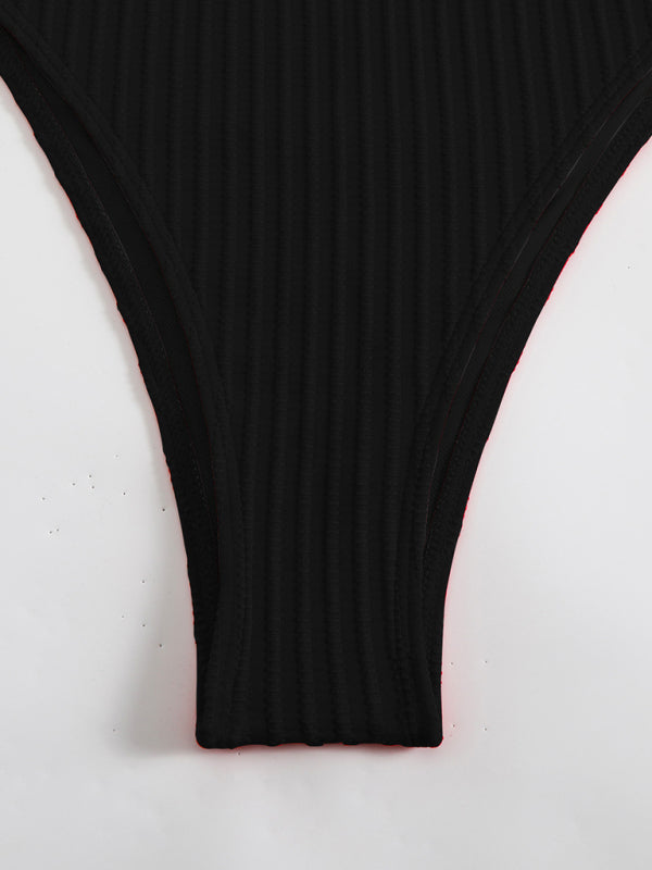 swimwear - Simple solid color one-piece swimsuit