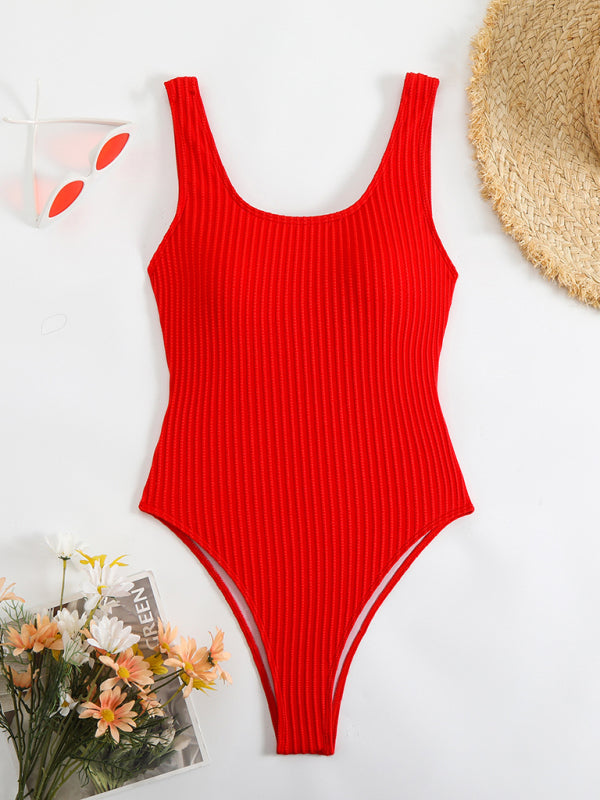 swimwear - Simple solid color one-piece swimsuit