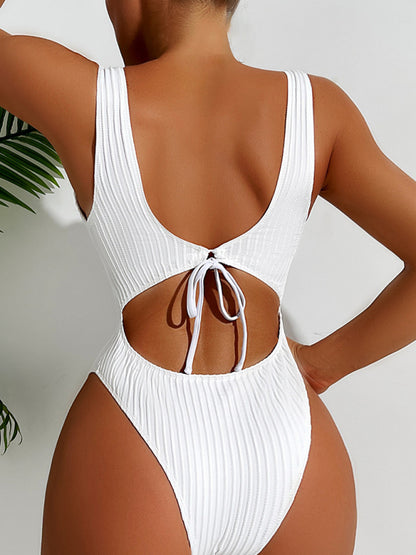 swimwear - Simple solid color one-piece swimsuit