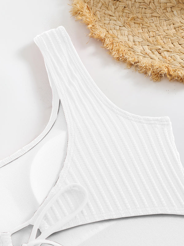 swimwear - Simple solid color one-piece swimsuit