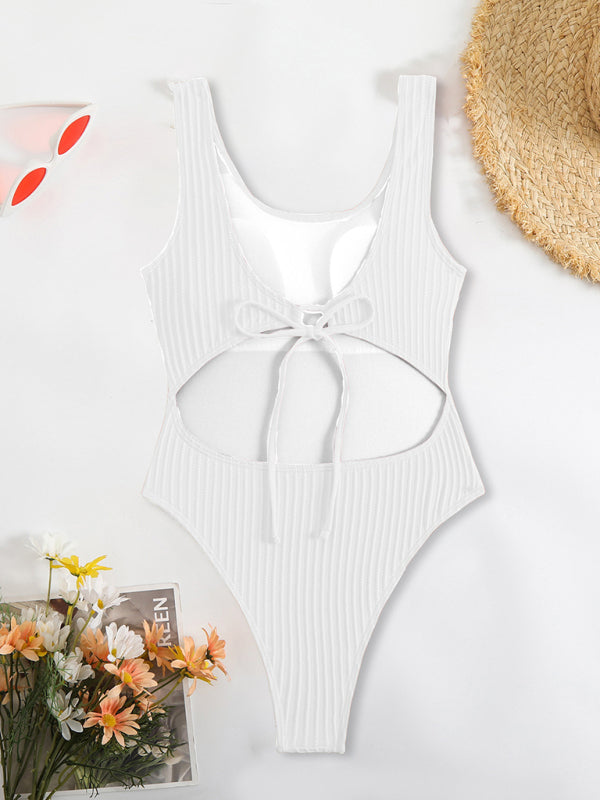 swimwear - Simple solid color one-piece swimsuit