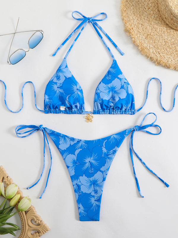 Swimwear - Floral print halterneck bikini