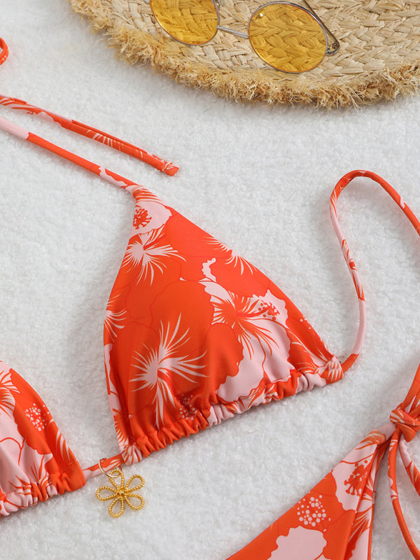 Swimwear - Floral print halterneck bikini
