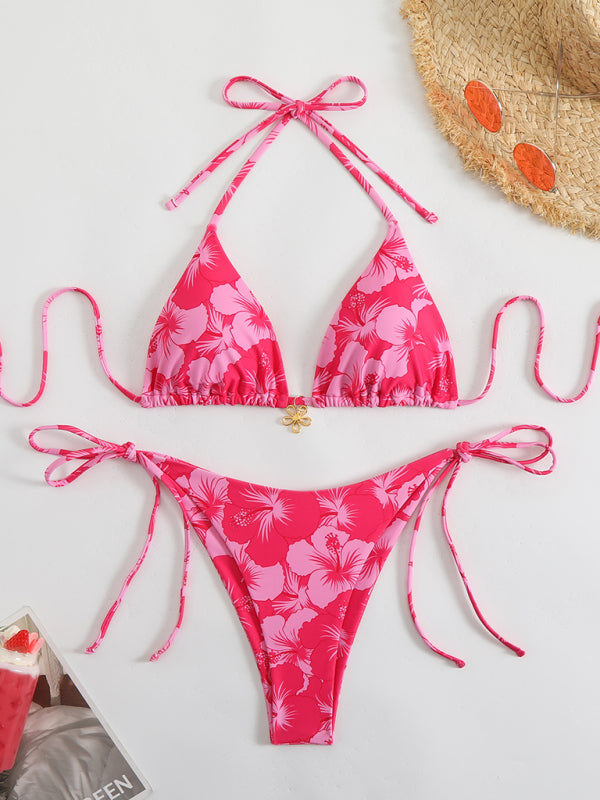 Swimwear - Floral print halterneck bikini