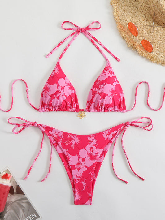 Swimwear - Floral print halterneck bikini