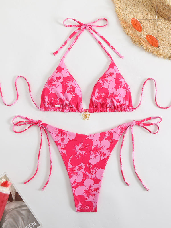 Swimwear - Floral print halterneck bikini