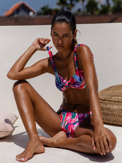 Swimwear - New style printed two-piece ladies sexy suspender halter bikini