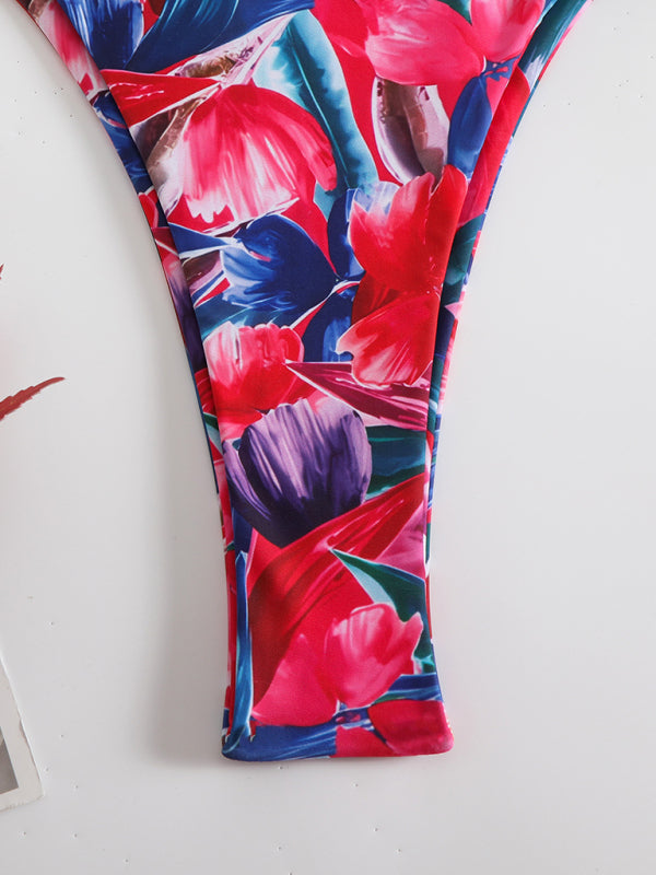 Swimwear - New style printed two-piece ladies sexy suspender halter bikini