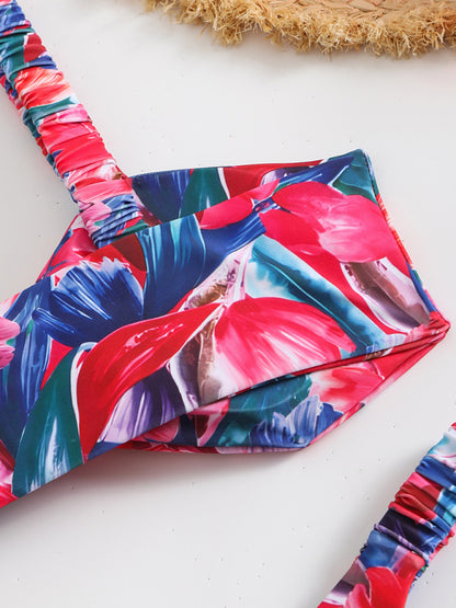 Swimwear - New style printed two-piece ladies sexy suspender halter bikini