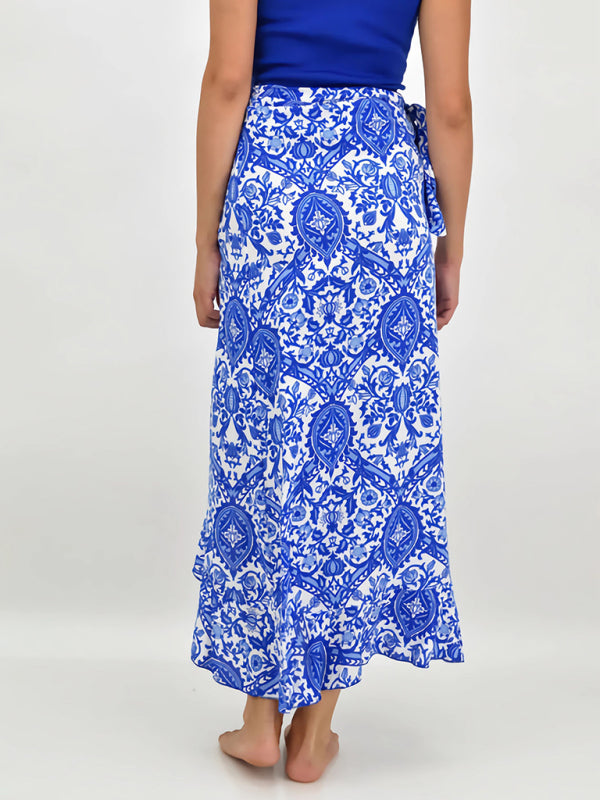 Midi Skirts - Ethnic paisley print irregular skirt