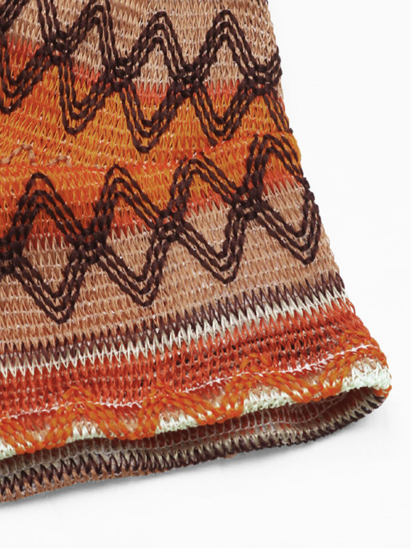 Camis - Sexy Hot Girl Fashion Geometric Striped Halter Tank Top