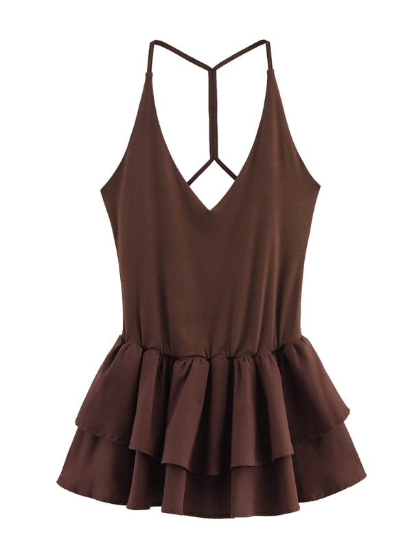Mini Dresses - New Sleeveless Straight Design Halter Neck Dress