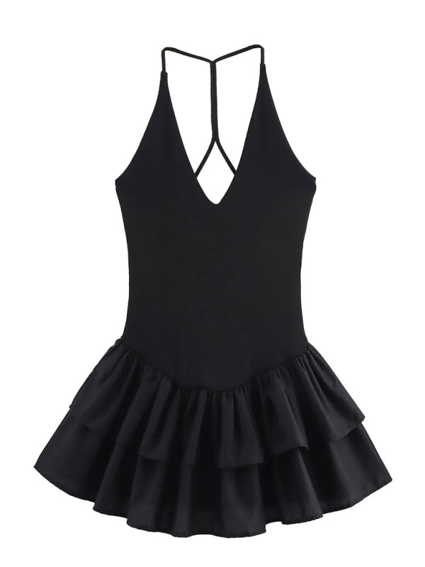 Mini Dresses - New Sleeveless Straight Design Halter Neck Dress