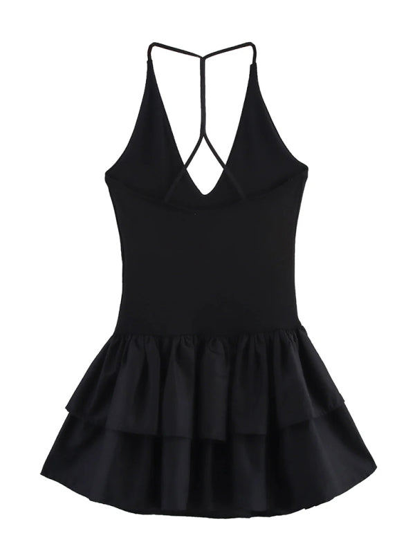 Mini Dresses - New Sleeveless Straight Design Halter Neck Dress