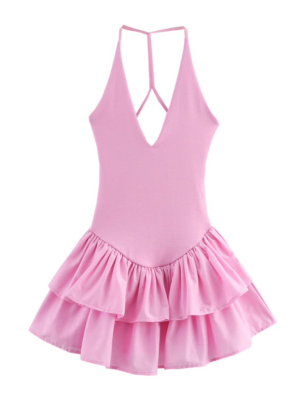 Mini Dresses - New Sleeveless Straight Design Halter Neck Dress