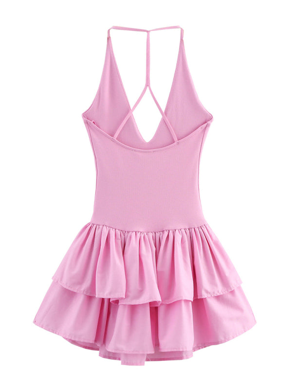 Mini Dresses - New Sleeveless Straight Design Halter Neck Dress