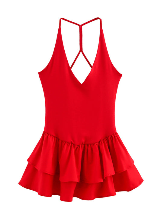 Mini Dresses - New Sleeveless Straight Design Halter Neck Dress