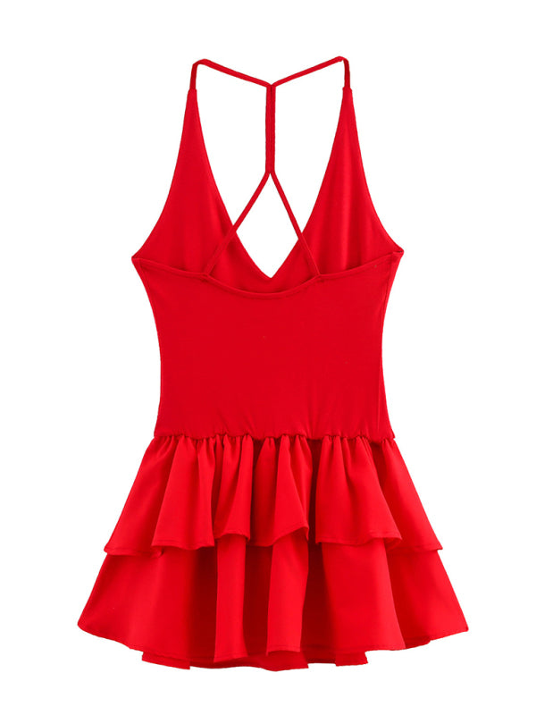 Mini Dresses - New Sleeveless Straight Design Halter Neck Dress