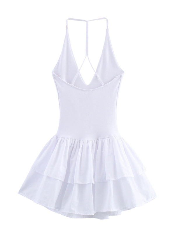 Mini Dresses - New Sleeveless Straight Design Halter Neck Dress