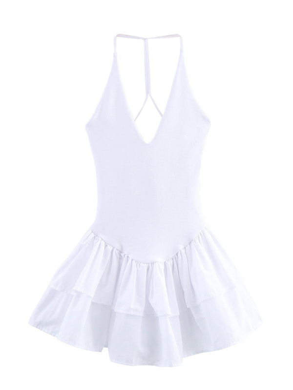 Mini Dresses - New Sleeveless Straight Design Halter Neck Dress