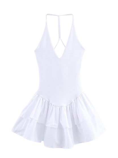 Mini Dresses - New Sleeveless Straight Design Halter Neck Dress