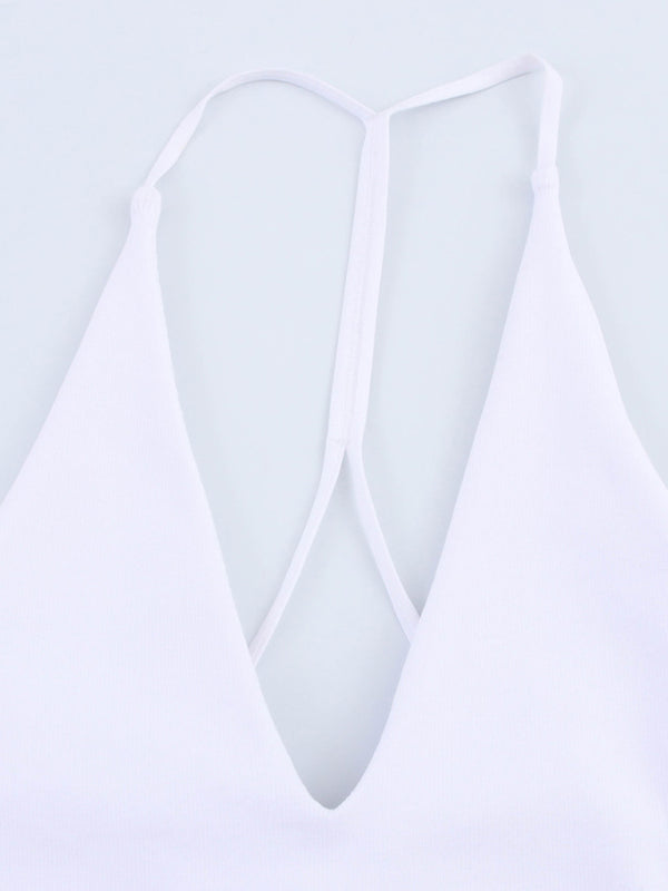 Mini Dresses - New Sleeveless Straight Design Halter Neck Dress