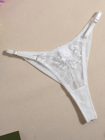 Lingerie - Embroidered sexy lingerie with fishbone corset three-piece set