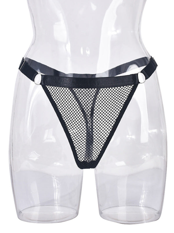 Lingerie - Fishnet Low Waist Adjustable Belt Comfortable See-Through Women's Sexy Panties