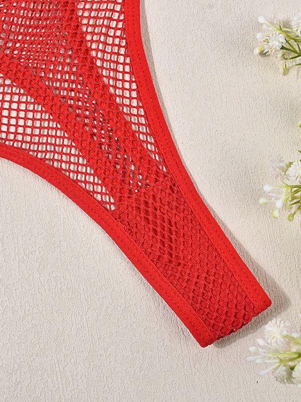 Lingerie - Fishnet Low Waist Adjustable Belt Comfortable See-Through Women's Sexy Panties