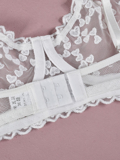 Lingeries - Embroidered lace-up waist-slimming multi-layered mesh skirt underwear set