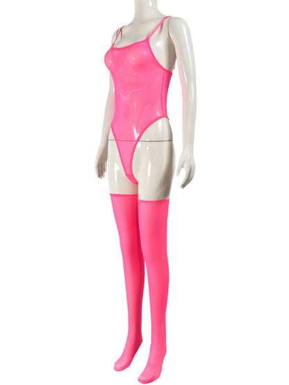 Lingerie - New sexy temptation mesh suspender dress set including leg socks