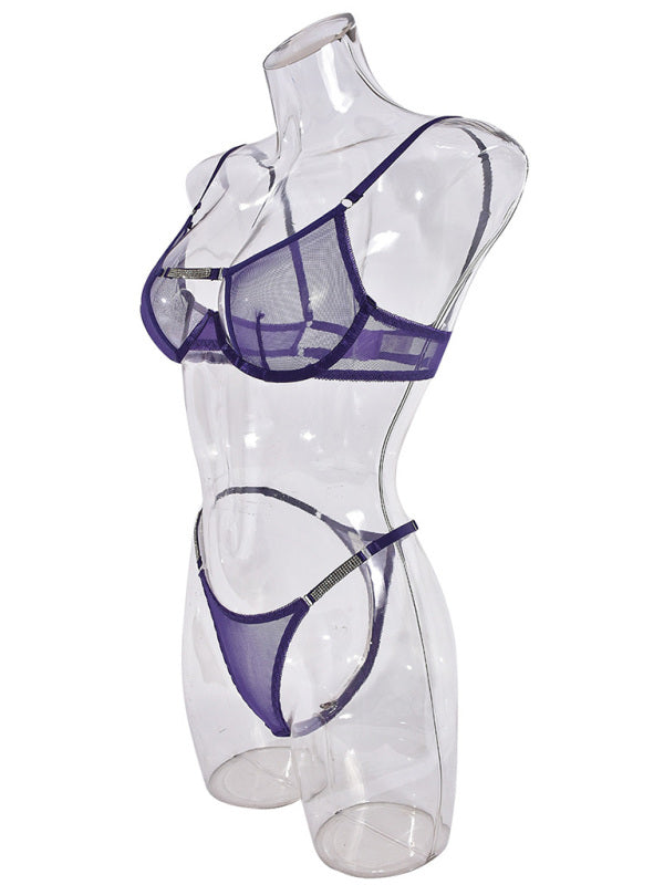Lingerie - Mesh see-through handmade hot diamond sexy lingerie set