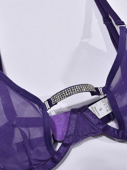 Lingerie - Mesh see-through handmade hot diamond sexy lingerie set