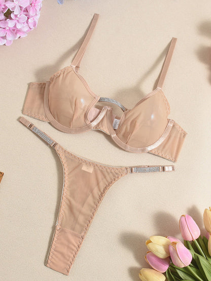 Lingerie - Mesh see-through handmade hot diamond sexy lingerie set