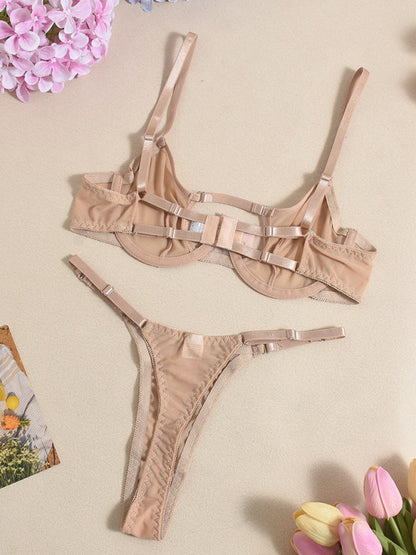 Lingerie - Mesh see-through handmade hot diamond sexy lingerie set