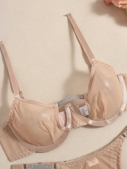 Lingerie - Mesh see-through handmade hot diamond sexy lingerie set