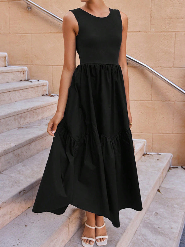 Tea-Length Dresses - Backless Lace-Up Dress