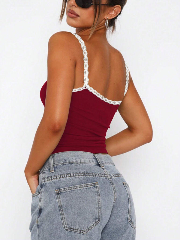 Cami Tops - Camisole Lace Cropped Top