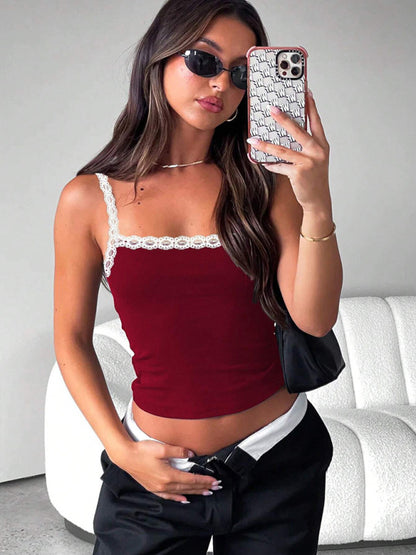 Cami Tops - Camisole Lace Cropped Top
