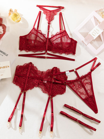Lingerie - Eyelash Lace Fishbone Garter Sexy Body Shaping Lingerie