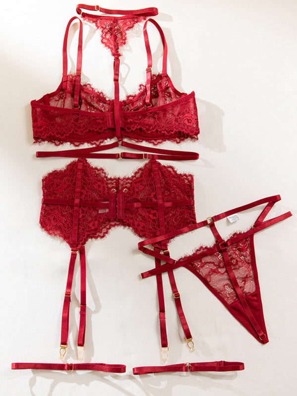 Lingerie - Eyelash Lace Fishbone Garter Sexy Body Shaping Lingerie