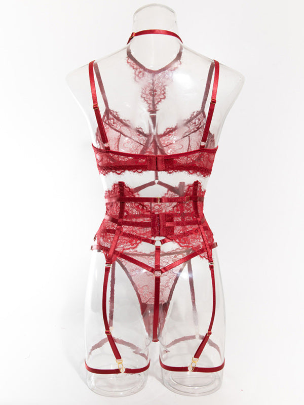 Lingerie - Eyelash Lace Fishbone Garter Sexy Body Shaping Lingerie