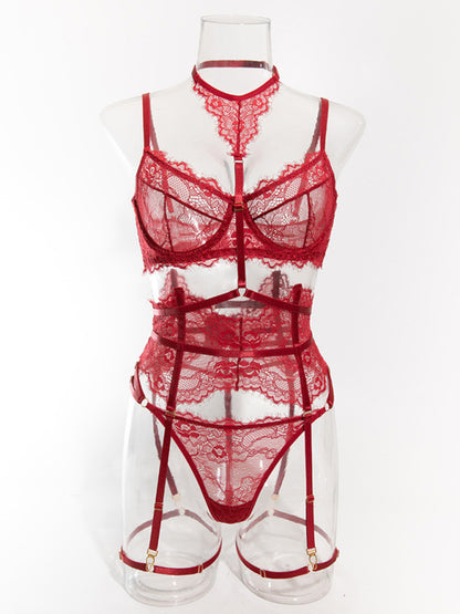 Lingerie - Eyelash Lace Fishbone Garter Sexy Body Shaping Lingerie
