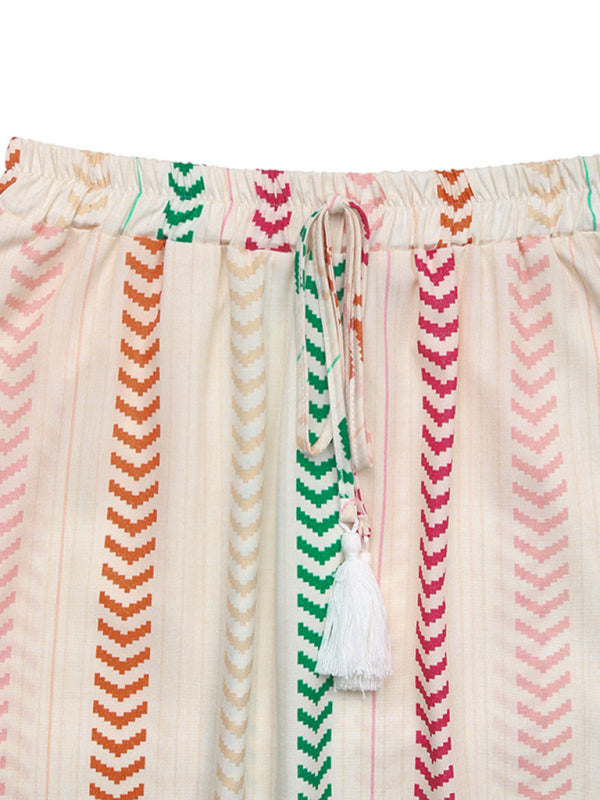 Boho Skirts - Contrast color print skirt elastic bohemian patchwork skirt