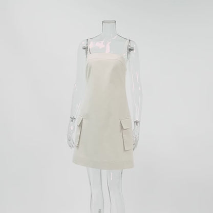 Women's Cotton Linen Cami Dress with Utility Pockets