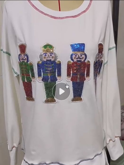 Weihnachtspullover mit Pailletten für Thanksgiving – übergroßes Sweatshirt 
