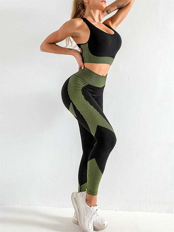 Activewear- 2 Piece Active Set: Top and Butt Lifting Leggings for Intense Workouts- - Pekosa Women Clothing