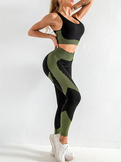 Activewear- 2 Piece Active Set: Top and Butt Lifting Leggings for Intense Workouts- - Pekosa Women Clothing