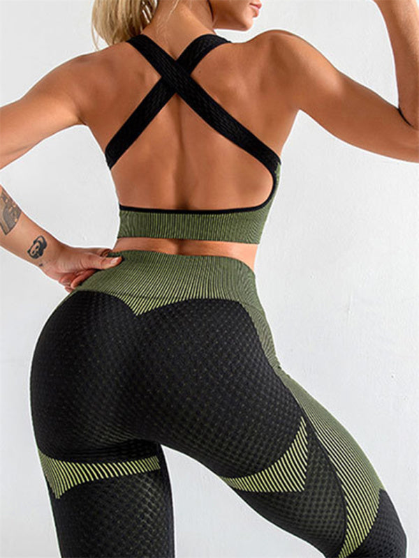 Activewear- 2 Piece Active Set: Top and Butt Lifting Leggings for Intense Workouts- - Pekosa Women Clothing