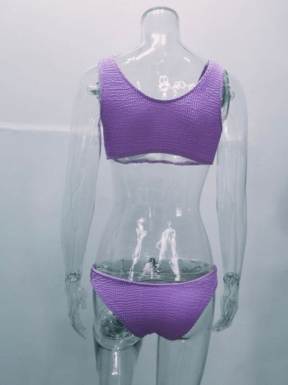 Bikini Swimwear- Textured Bra & Bikini Bottoms for Beach Adventures | Sport Swimwear- - Pekosa Women Clothing